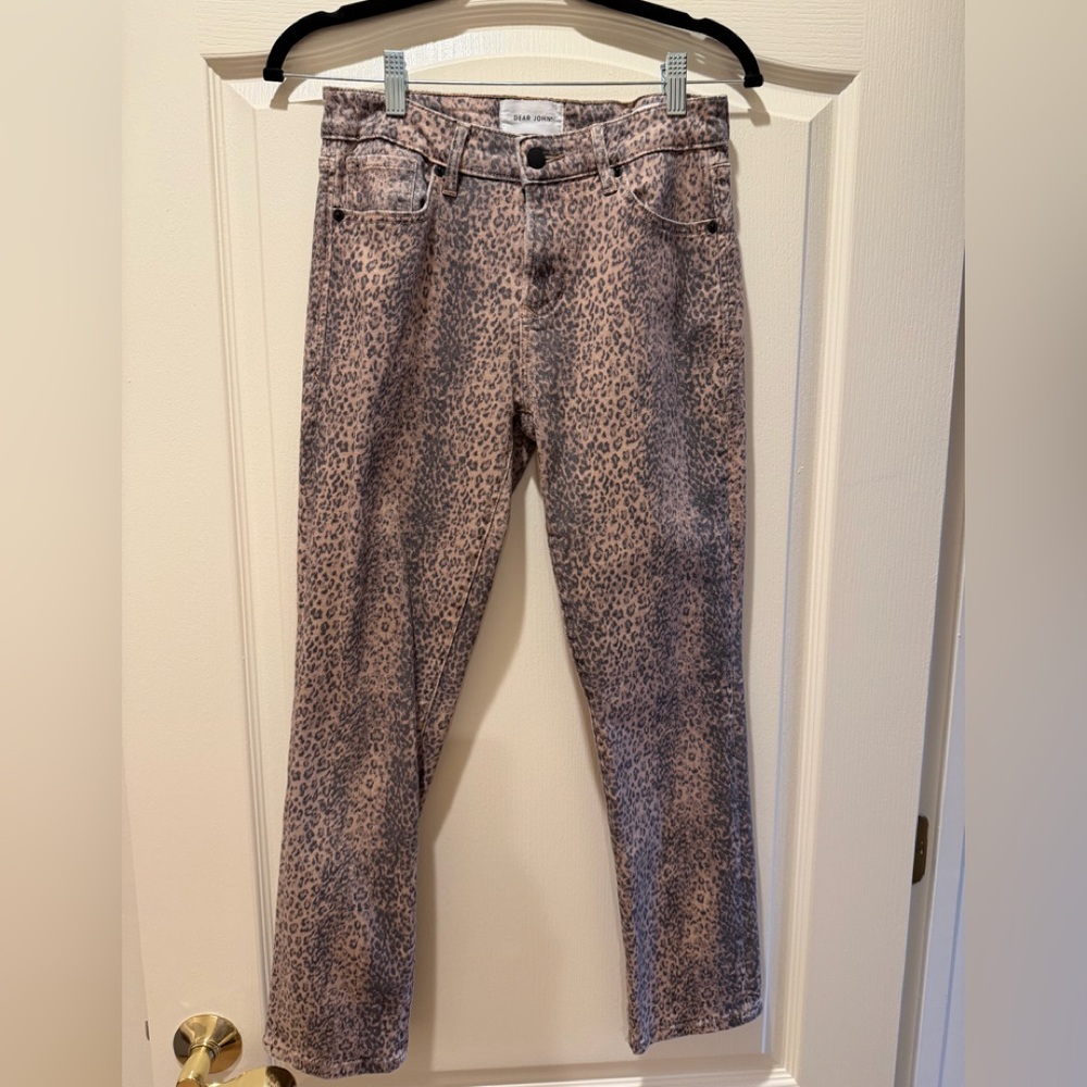 Dear John | Blaire High Rise Ankle Slim Straight Jeans in Snow Leopard